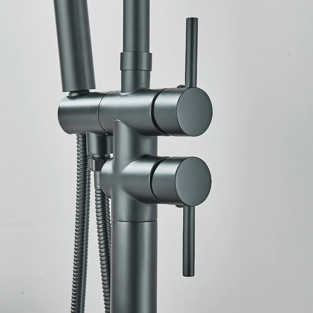 Modern Black Floor Mounted Tub Faucet
