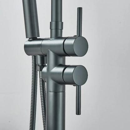 Modern Black Floor Mounted Tub Faucet