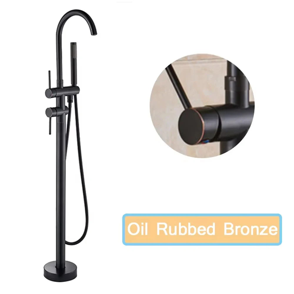 Modern Black Floor Mounted Tub Faucet - Black Bronze / United States