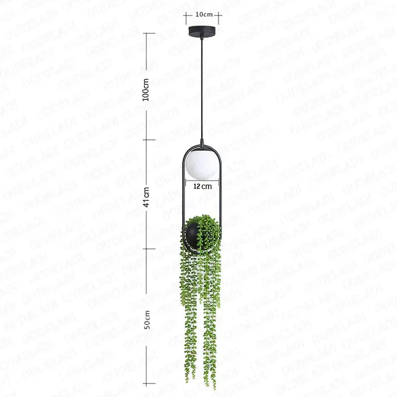 Modern black flower pot pendant light with frosted glass globe and hanging green plant for dining room decorbites black flower