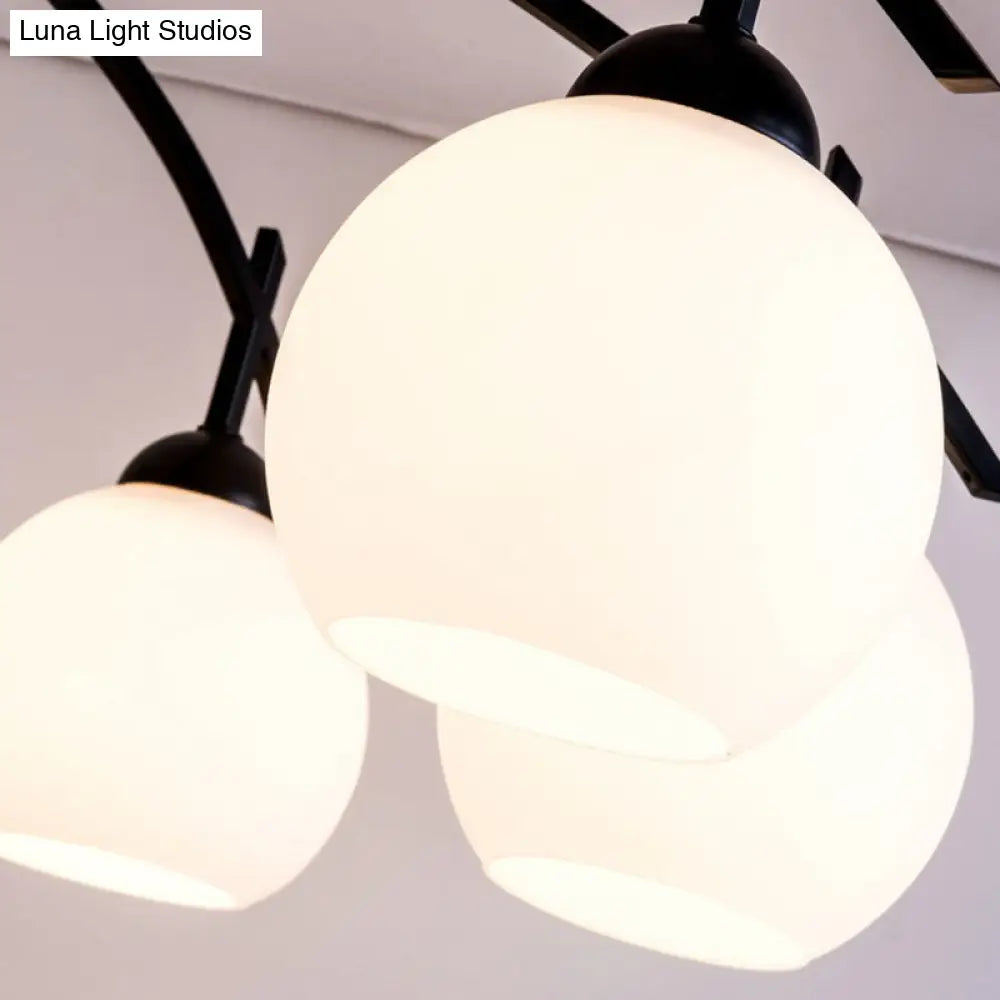 DecorBites™ DecorBites™ Modern Black Frost Glass Sphere Chandelier - Perfect for Living Room Ceiling