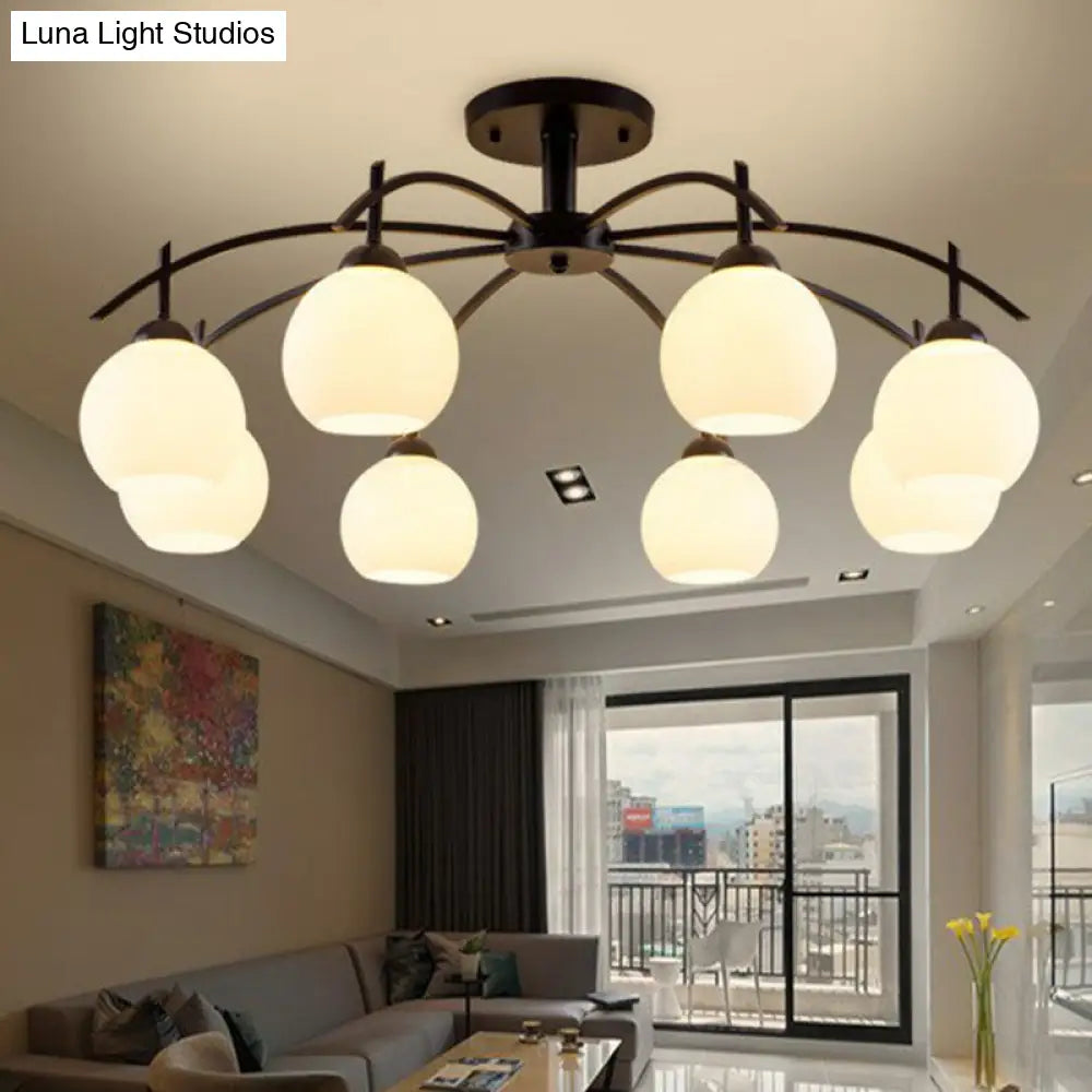 DecorBites™ DecorBites™ Modern Black Frost Glass Sphere Chandelier - Perfect for Living Room Ceiling