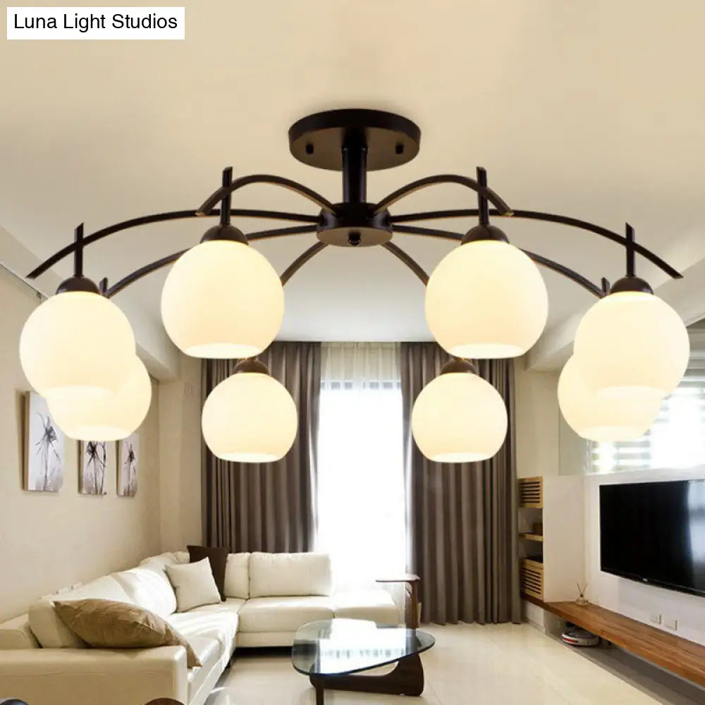 DecorBites™ DecorBites™ Modern Black Frost Glass Sphere Chandelier - Perfect for Living Room Ceiling