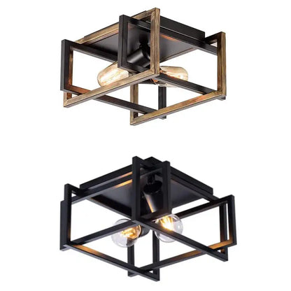 Modern black geometric ceiling chandelier with black metal frame and exposed Edison bulbs for living room decorbites black modern ceiling chandelier