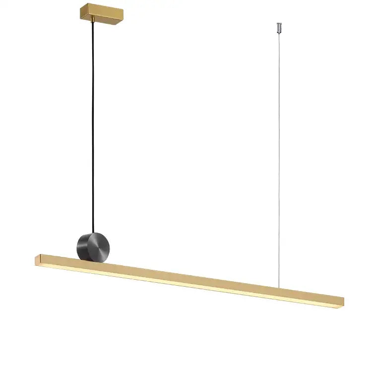 Modern black geometric copper pendant light with sleek gold-finished bar and adjustable dimmer knob for dining room decorbites pendant lights
