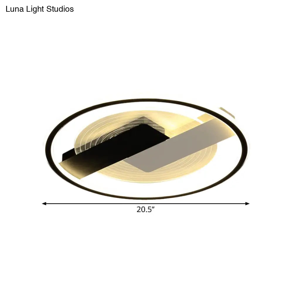 DecorBites™ DecorBites™ Modern Black Geometric LED Acrylic Flush Light Fixture for Bedroom, 16.5"/20.5" W