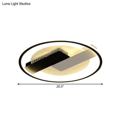 DecorBites™ DecorBites™ Modern Black Geometric LED Acrylic Flush Light Fixture for Bedroom, 16.5"/20.5" W