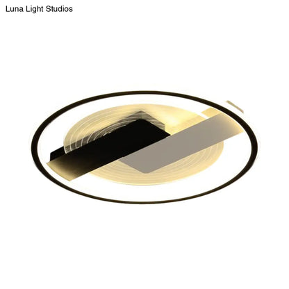 DecorBites™ DecorBites™ Modern Black Geometric LED Acrylic Flush Light Fixture for Bedroom, 16.5"/20.5" W