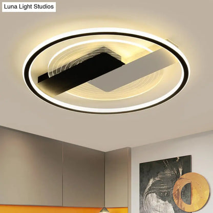 DecorBites™ DecorBites™ Modern Black Geometric LED Acrylic Flush Light Fixture for Bedroom, 16.5"/20.5" W