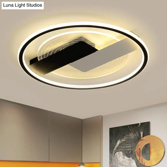 DecorBites™ DecorBites™ Modern Black Geometric LED Acrylic Flush Light Fixture for Bedroom, 16.5"/20.5" W