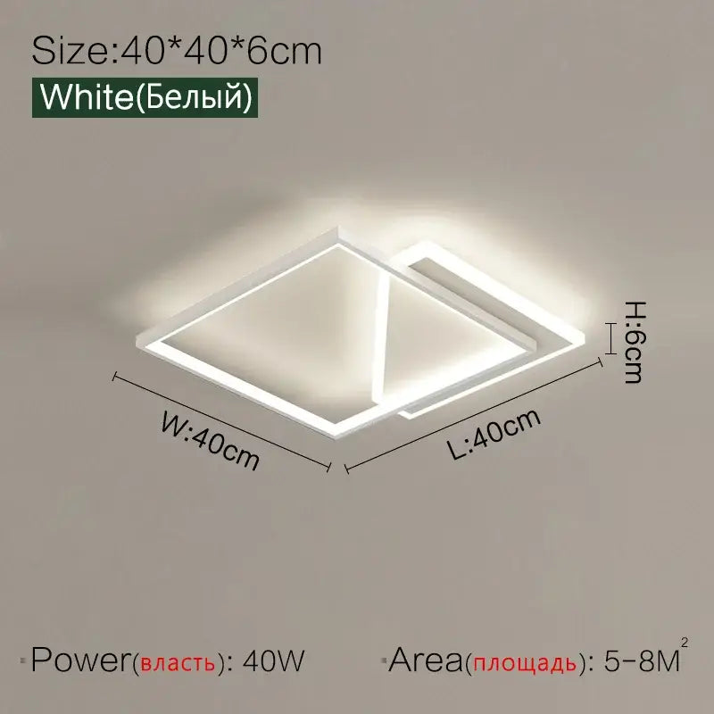 White rectangular slim profile geometric led ceiling lamp from decorbites ideal for modern bedroom lighting decor