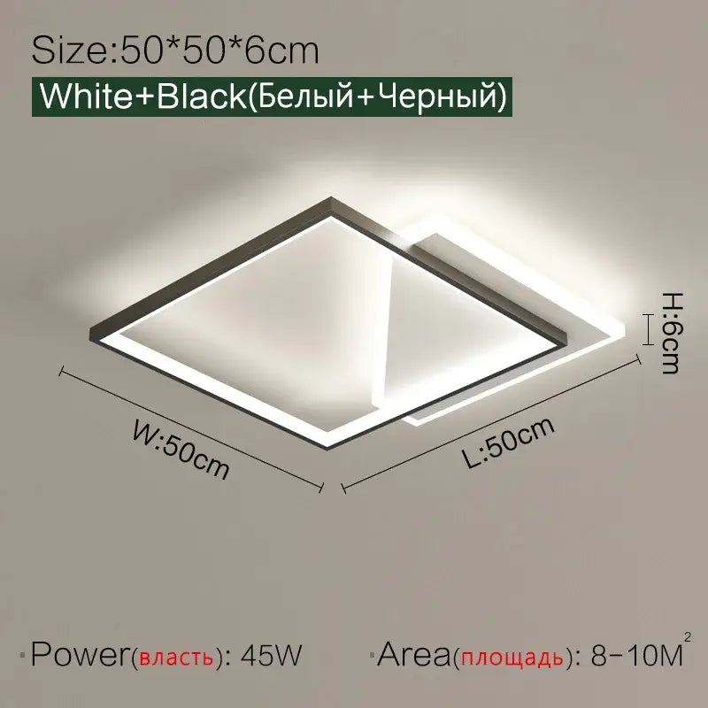 Modern black geometric led ceiling lamp with sleek white and black square design for bedroom decorbites geometric led lighting