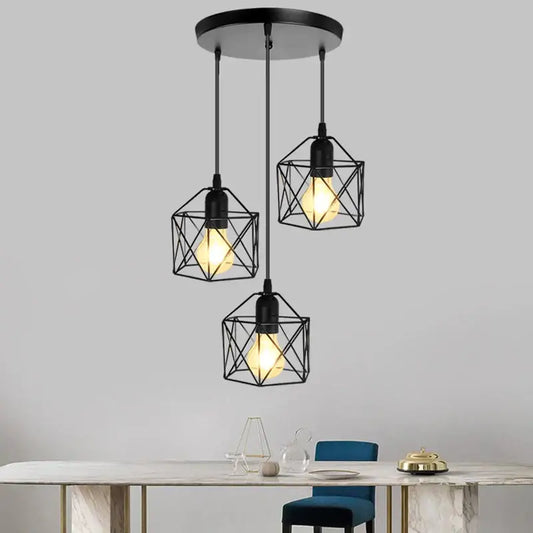 Modern black geometric led ceiling lamp with exposed filament bulbs suitable for kitchen decorbites led ceiling lighting