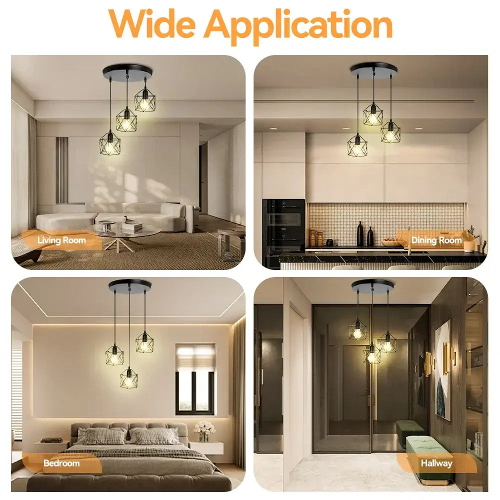 Modern black geometric led ceiling lamp with warm-toned glass shades for kitchen decorbites led ceiling light