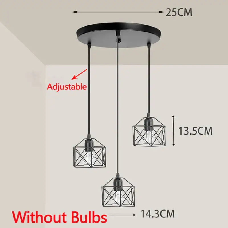Modern black geometric led ceiling lamp featuring adjustable black metal cage pendant lights by decorbites led ceiling