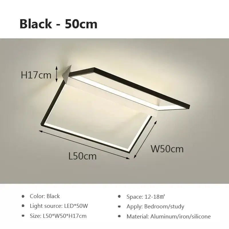Black 50cm wall-mounted geometric led ceiling light with aluminum frame and silicone accents for modern decorbites decorbites ceiling lights