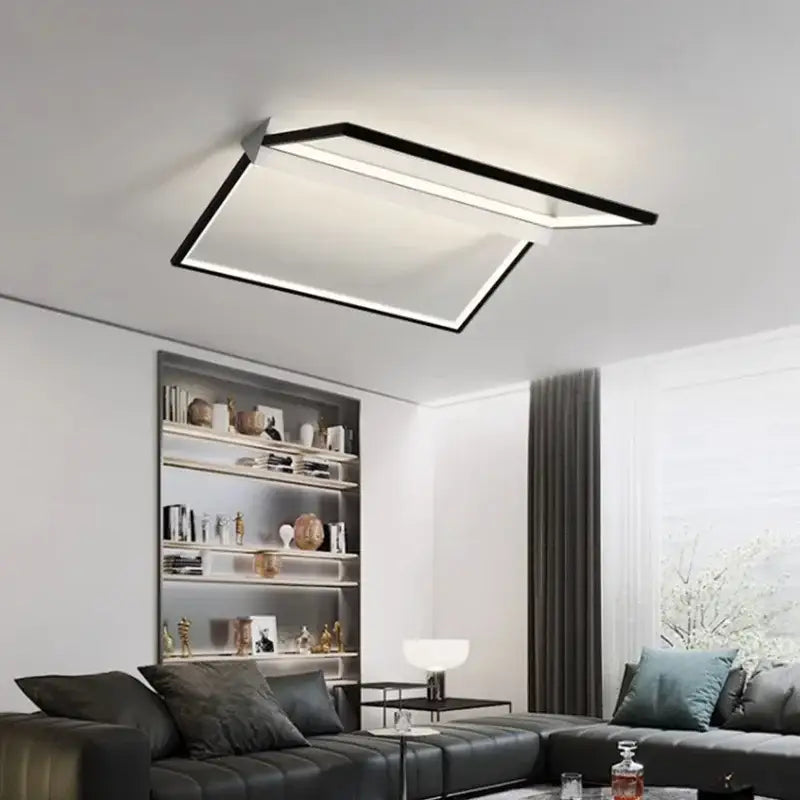 Modern black geometric led ceiling lights with rectangular black frame for living room illumination decorbites ceiling lights