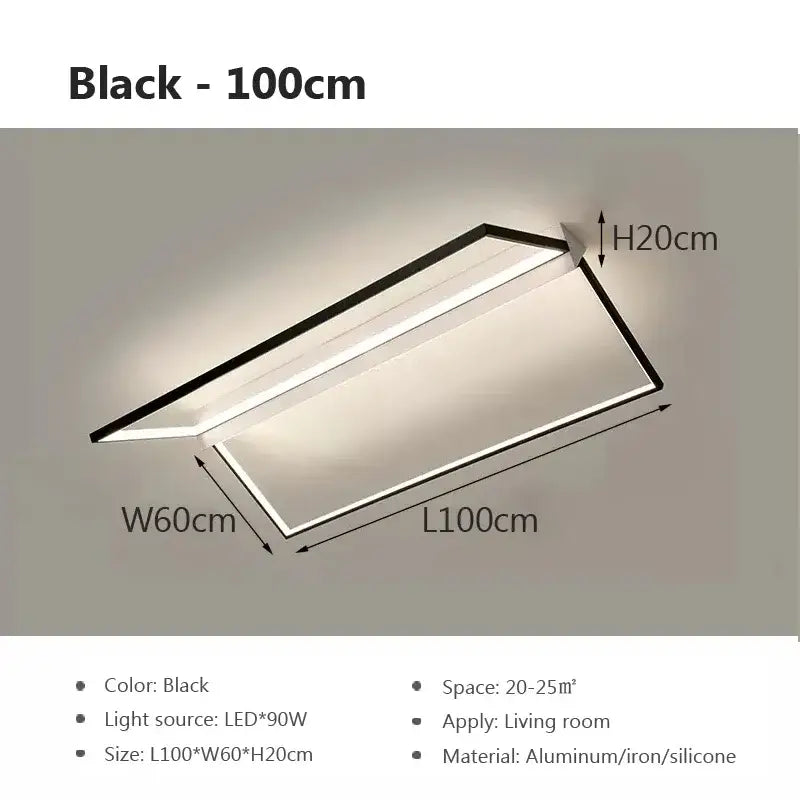 Modern black geometric led ceiling light fixture with aluminum iron and silicone construction for living room decorbites ceiling lights
