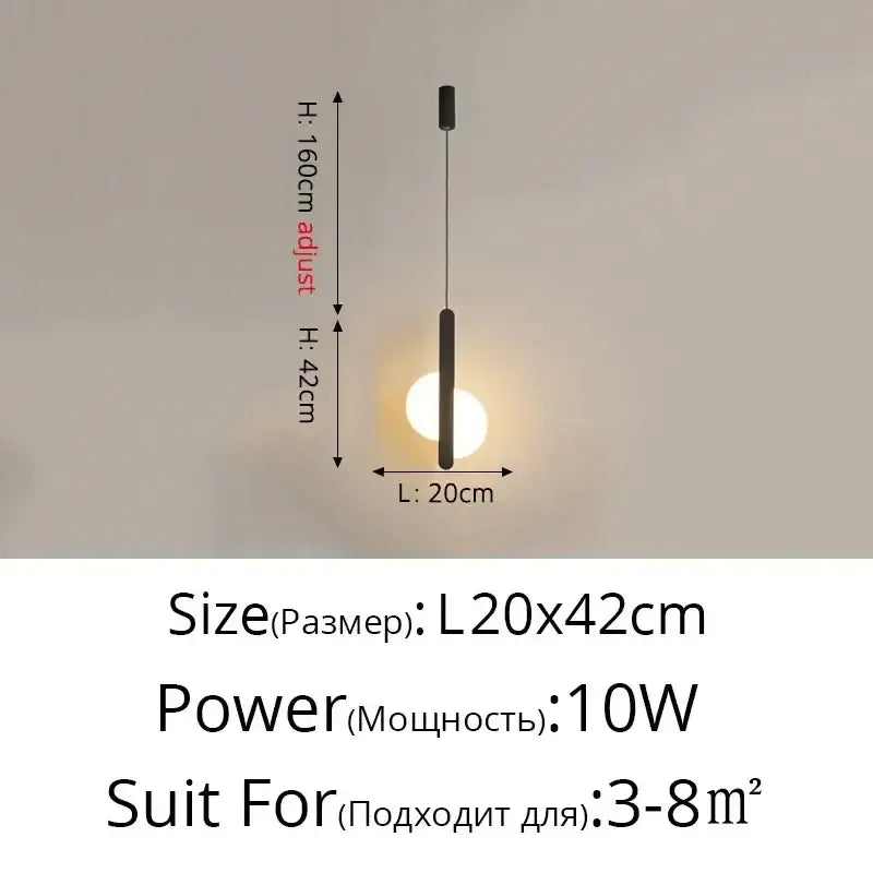 Minimalist modern black geometric led pendant light with adjustable height and white spherical bulb for living room decorbites geometric led pendant