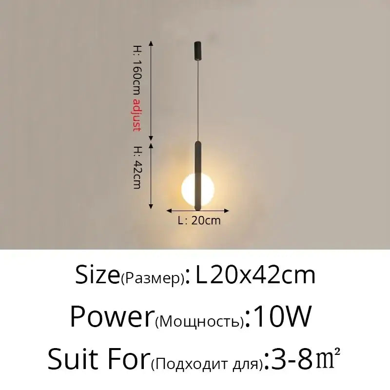 Minimalist black geometric led pendant light with frosted glass bulb and adjustable height for living room decorbites pendant lights