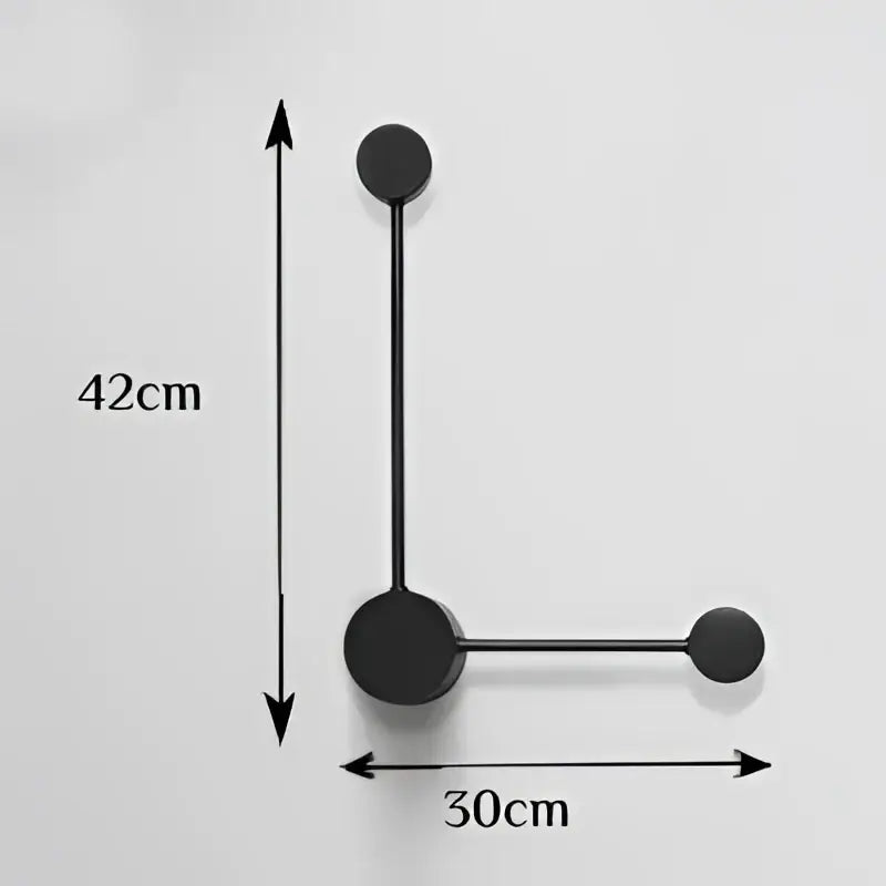 Modern black geometric led wall lamp featuring three spherical elements connected by slender rods for minimalist decor