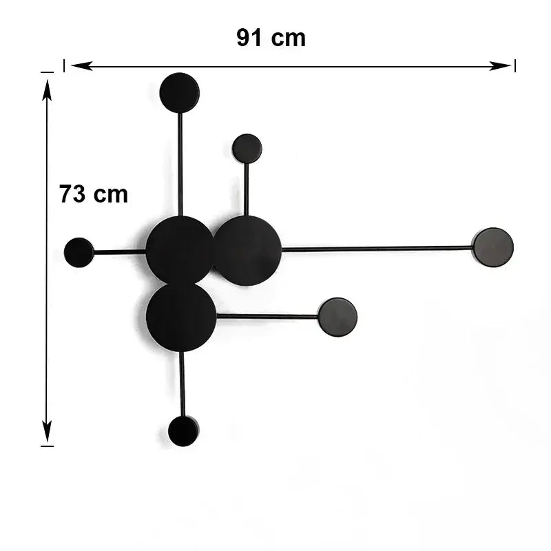 Modern black geometric led wall lamp with interconnected circular discs and rods for minimalist bedroom decor