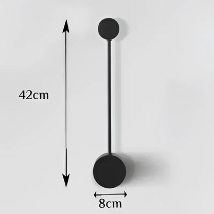 Modern black geometric led wall lamp with two spherical ends and slender rod minimalist wall sconce for bedroom