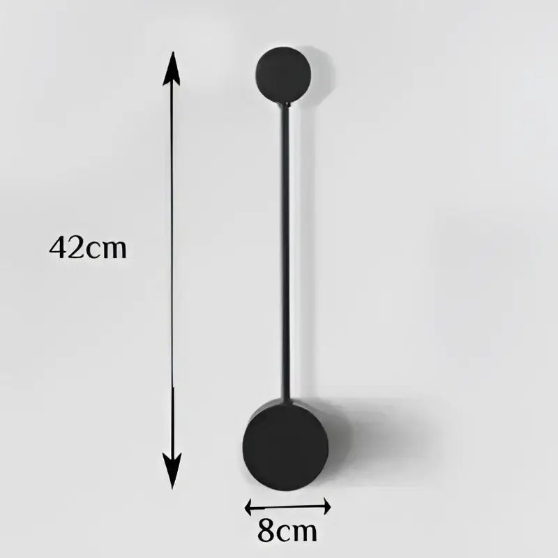 Modern black geometric led wall lamp with two spherical ends and slender rod minimalist wall sconce for bedroom