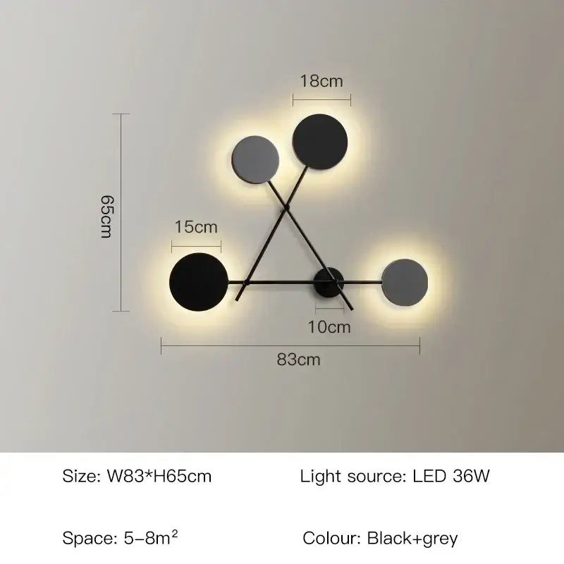 Modern black and grey geometric led wall lamp with energy efficient lighting for living room wall lamp design