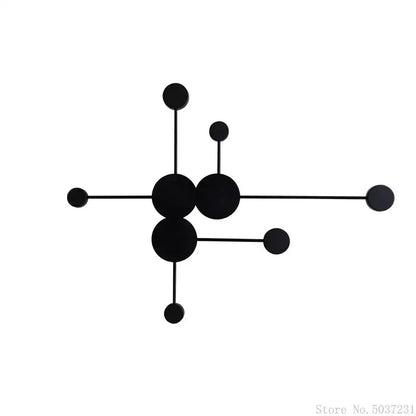 Modern black geometric led wall lamp featuring minimalist interconnected circles and rods for living room decorbites wall lamp