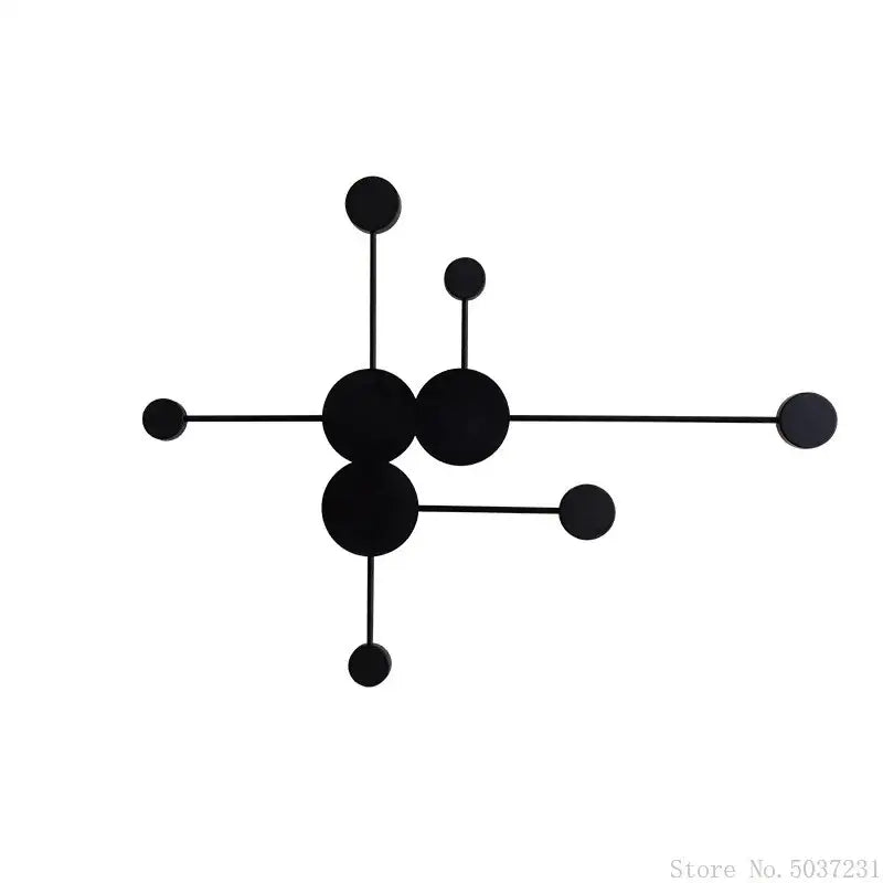 Modern black geometric led wall lamp featuring minimalist interconnected circles and rods for living room decorbites wall lamp