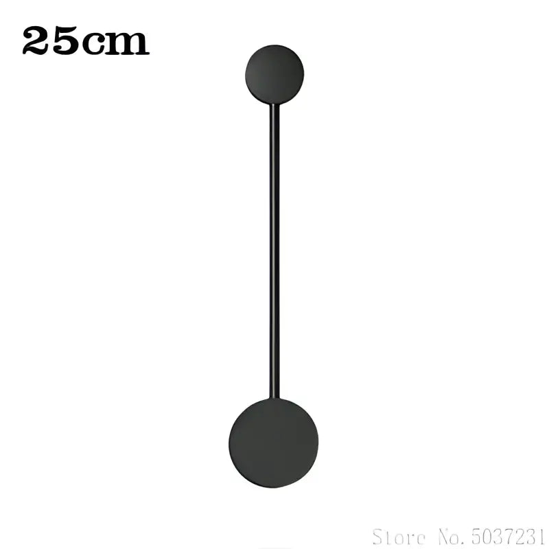 Modern black geometric led wall lamp with two circular ends and slender rod designed for living room decorbites wall lamp