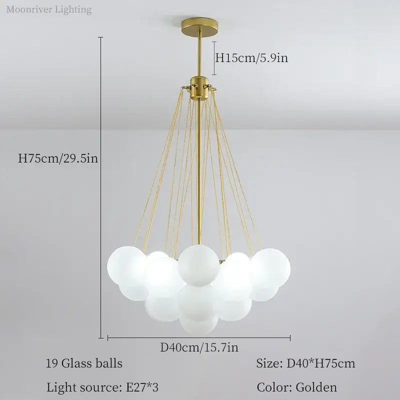 Modern black glass ball led chandelier with 19 frosted glass spheres and brass rod for living room decorbites glass ball lighting