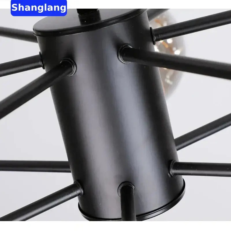 Modern black glass ball led chandelier base with black matte metal radial arms for luxury living room decorbites black glass