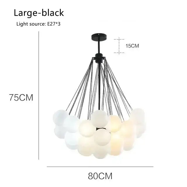 Modern black metal ball led chandelier with frosted glass globe shades for living room decorbites glass ball pendant light