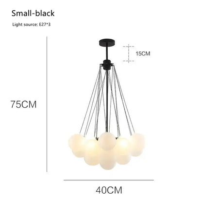 Modern black glass ball led chandelier with frosted glass globes suspended by thin cords for living room decorbites glass ball
