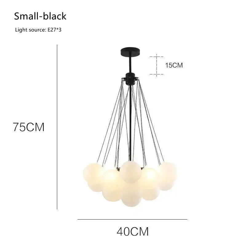 Modern black glass ball led chandelier with frosted glass globes suspended by thin cords for living room decorbites glass ball