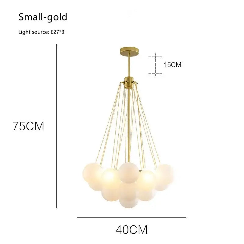 Modern black glass ball led chandelier with gold-toned frame and frosted glass globe shades for living room decorbites glass ball