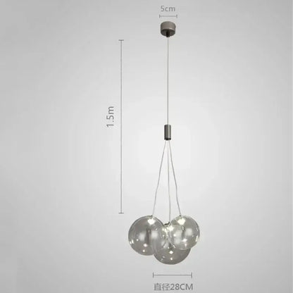 Modern black glass ball led pendant lamps with three transparent spheres for kitchen dining room decorbites pendant lamps