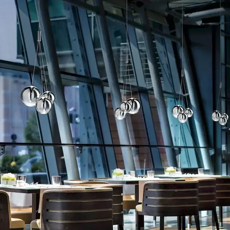 Modern black glass ball led pendant lamps with chrome finish minimalist design for kitchen dining room decorbites glass ball