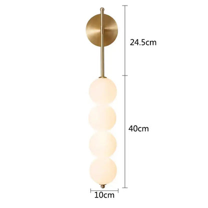 Modern black wall sconce with four stacked frosted glass balls in brass for living room decorbites glass ball led lighting