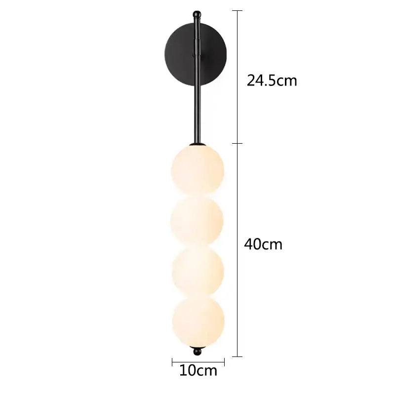 Modern black metal wall sconce with four frosted glass spheres glass ball led decorbites for living room decor