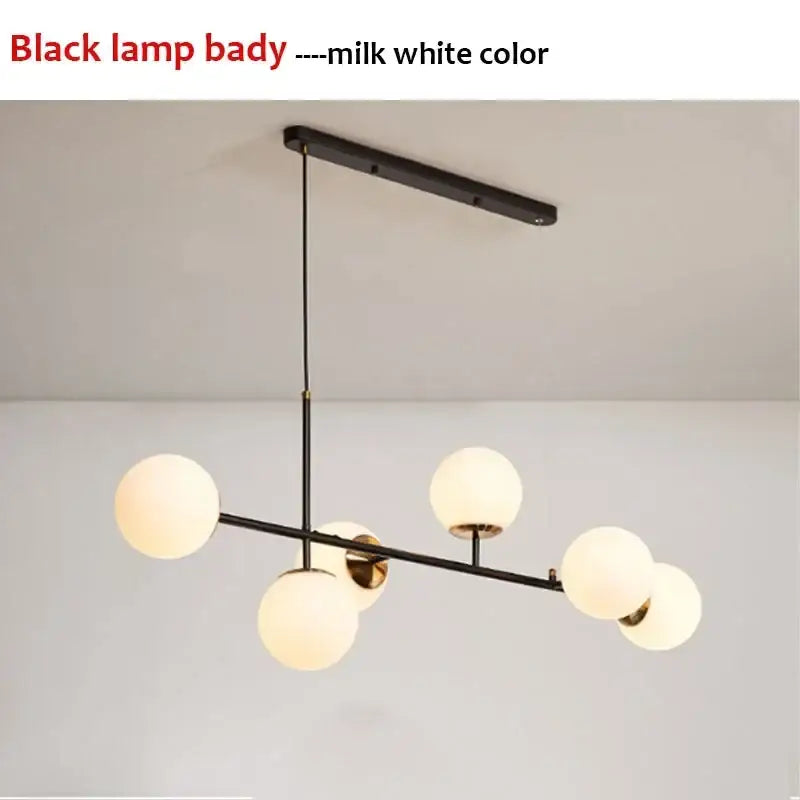 Modern black metal pendant light with five frosted milk white glass globes for living room decorbites chandelier