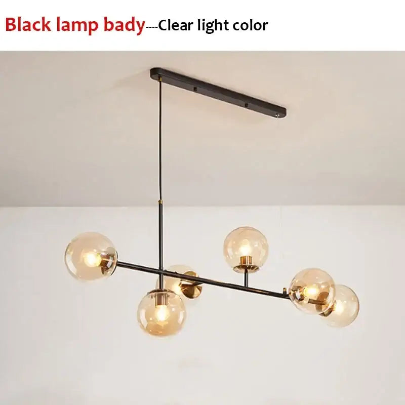 Modern black metal pendant light with clear glass globe bulbs decorbites glass ball chandelier for living room decor