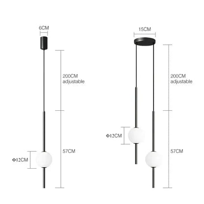 Modern black glass ball pendant lights with adjustable hanging lengths for dining room decorbites glass ball pendant