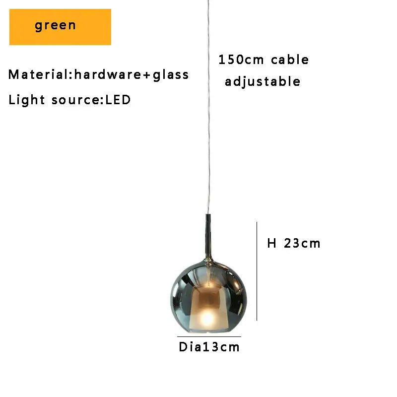 Modern black glass ball pendant lights with green reflective globe and adjustable 150cm cable for kitchen island decorbites glass ball pendant