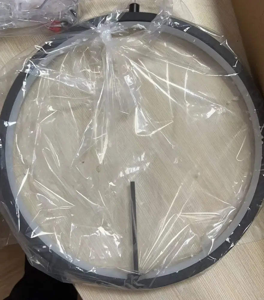 Modern black glass bubble ball chandelier drum head with gray inner rim wrapped in clear plastic for dining room decorbites glass bubble