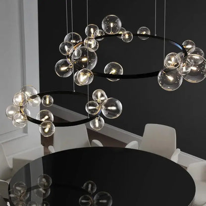 Modern black glass bubble chandelier with clear glass globe bulbs for dining room decorbites glass bubble pendant light