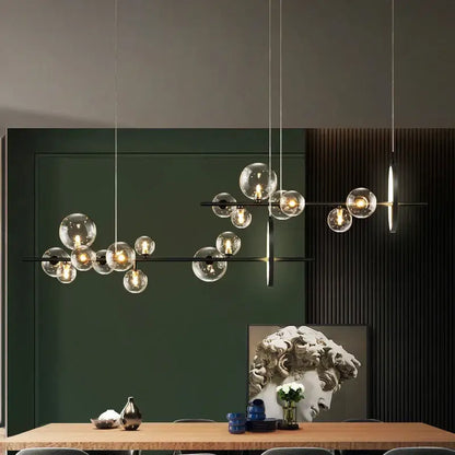 Modern black glass bubble chandelier dining room light with sleek metal frame bubbles by decorbites glass bubble