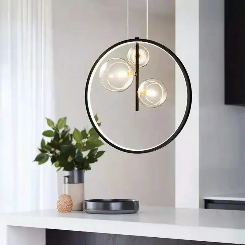 Modern black glass bubble led chandelier with three clear glass globes suspended by cords for dining room decorbites glass bubble